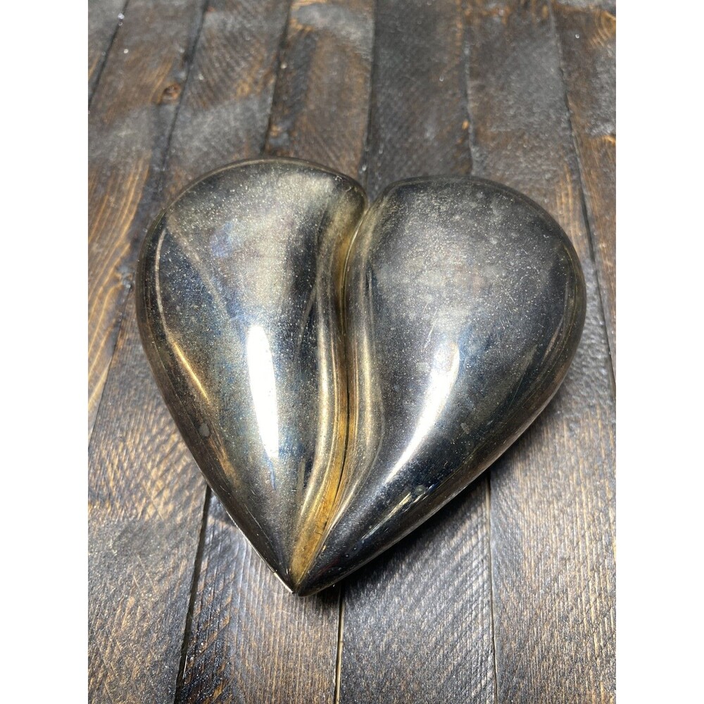Vintage Silver Tone Heart Shaped Trinket Jewelry Box Red Velvet Lined Hinged